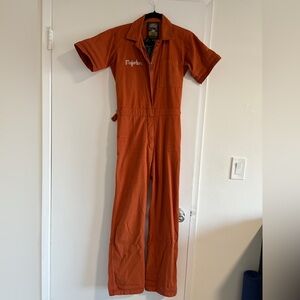 Orange Utility One Piece with Fitted Waist